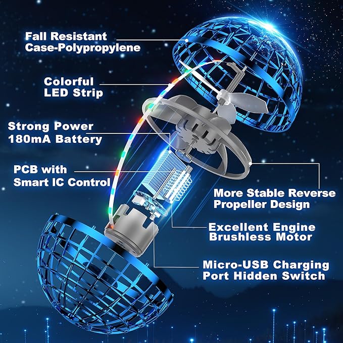 2025 AI Flying Orb Ball Toy, Cosmic Globe Boomerang Hover Ball Galactic Fidget Spinner, Cool Stuff Toys for 6 7 8 9 10 11 12+ Year Old Boys Girls Teens Indoor Outdoor Toys