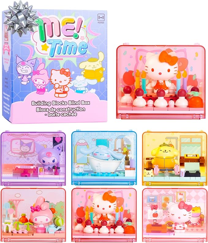 Hamee Sanrio Hello Kitty and Friends 'Me Time' Cute Building Blocks Blind Box – 1 Pc. Mystery Set (Birthday Gift, Party Favor, Gift Basket Filler, Stress Relief, Collectible Toy, Relaxation)