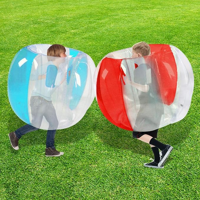 ZHUYNXIR 2 PC Sumo Ball for Kids,Inflatable Bumper Bounce Balls for Kids, Kid Sumo Ball, Lawn Game Ball for Kid Outdoor Team Gaming Play for 3+ Ages (36 inch,Blue+red)