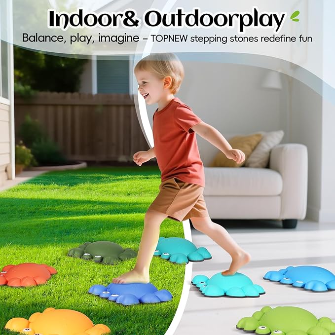 TOPNEW Stepping Stones for Kids, Non-Slip Balance Stepping Stones for Promoting Children's Coordination Skills, Toddler Stepping Stones Obstacle Course for Kids Age 3 4 5 6 7+