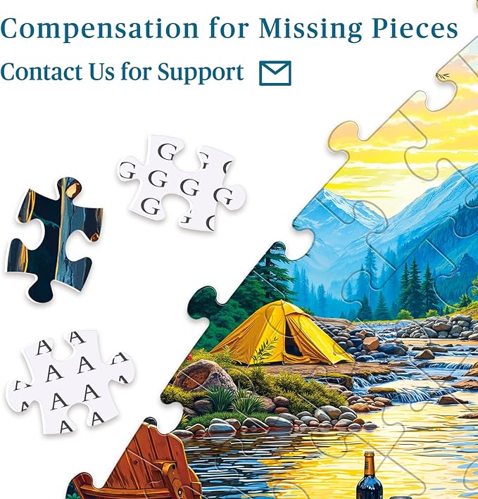 Round Jigsaw Puzzle 1000 Pieces - Scenic Mountain Camping Design - 26.6" Circular Challenge, Wilderness Landscape Art, Mindful Activity Gift for Nature Lovers