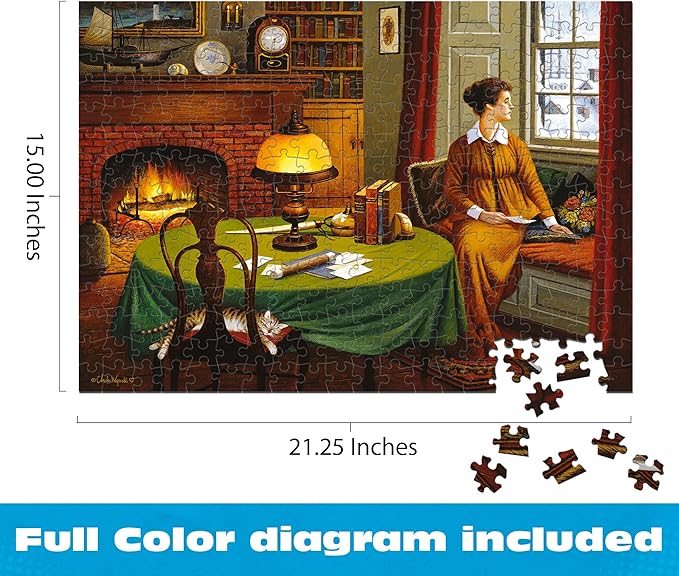 Buffalo Games - Charles Wysocki Wistful Letter 300 Oversized Piece Jigsaw Puzzle Americana Cozy Interior Scene