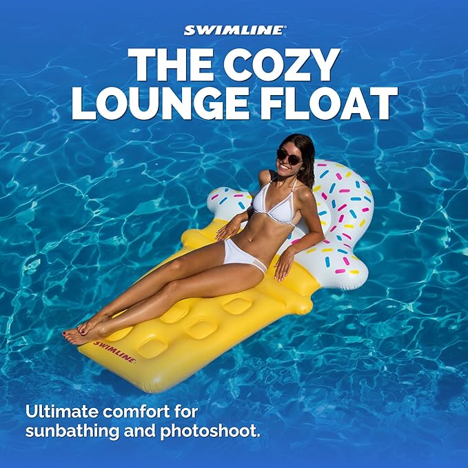 SWIMLINE Inflatable Swimming Pool Float Lounger Raft Fun Mat, Ice Cream Dream, Multicolor