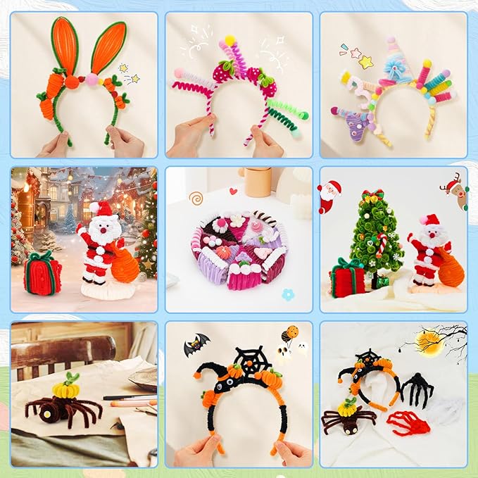 2500PCS Pipe Cleaners Craft, Pipe Cleaners Bulk for Arts and Crafts Supplies Multi-Color Chenille Stems DIY Project Room Decor,Christmas Decorations Creative Toys Gift (12inch*6mm,50colors)