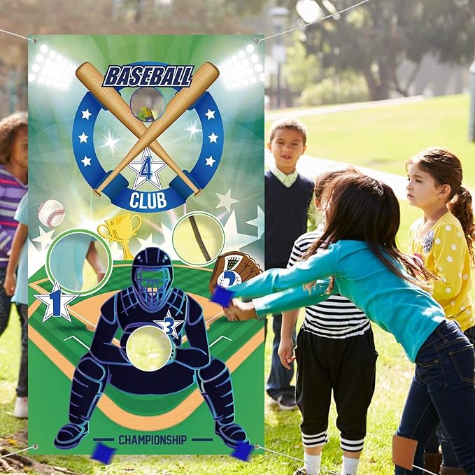 Baseball Toss Games with 3 Bean Bags, Indoor Outdoor Bean Bag Toss Game for Children and Adults Sport Theme Party Decorations Supplies