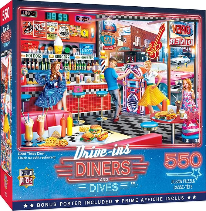 MasterPieces 550 Piece Jigsaw Puzzle for Adults, Family, Or Youth - Good Times Diner - 18"x24"