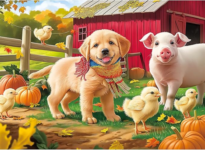 Puzzles for Adults 500 Pieces Jigsaw Puzzle Pig Dog Puzzles for Adults Teens Colorful Animals Puzzle Challenging Puzzle Family Games Precision-Cut Vibrant Imagery, 20.5 x 15 in