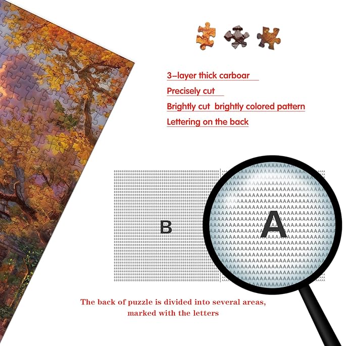Puzzle for Adults 1000 Pieces, Autumn Peaceful Lakeside Cottage Puzzle, Challening Impossible Difficult Hard Fun 1000 Pieces Jigsaw Puzzles for Adults
