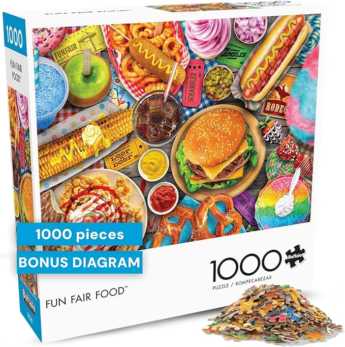 Buffalo Games - Fun Fair Food - Lars Stewart - 1000 Piece Jigsaw Puzzle for Adults - Vibrant Summer Fair Scene with Mouth-Watering Treats - Challenging Puzzle Perfect for Game Nights - Made in the USA