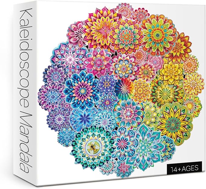 Colorful Flowers Puzzles Impossible Puzzle 1000 Piece for Adults, Mandala Art Jigsaw Puzzles Difficult Puzzles, Hard Blooming Puzzle Challenging Jigsaw Puzzles As Home Decor