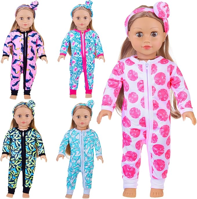 UNICORN ELEMENT 5 Sets 14-18 Inch Baby Doll Clothes Outfits Casual Wear for 17 Inch Baby Doll 10 Pcs Clothes and Headbands for 15-18 Inch