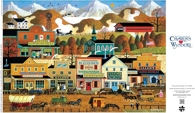Buffalo Games - Charles Wysocki - Pete's Gambling Hall - 2000 Piece Jigsaw Puzzle for Adults - Challenging Puzzle Perfect for Game Nights - Finished Size is 38.50 x 26.50