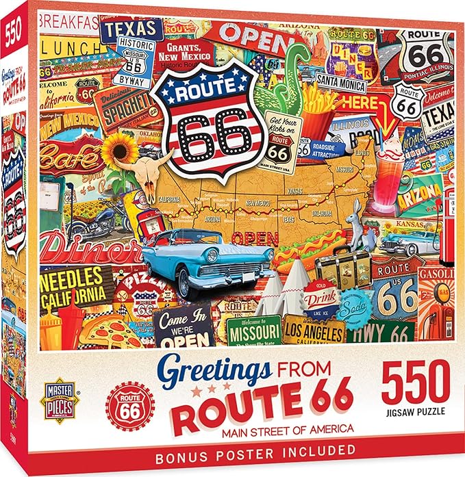 MasterPieces 550 Piece Jigsaw Puzzle for Adults and Family - Greetings from Route 66-18"x24"