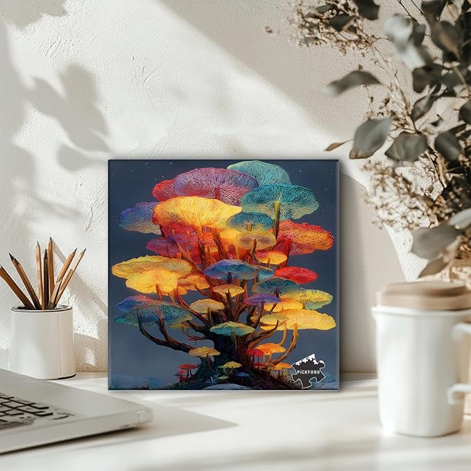 PICKFORU Gradient Mushrooms Jigsaw Puzzles 1000 Pieces for Adults, Colorful Nature Plant Puzzles, Difficult Impossible Art Puzzle