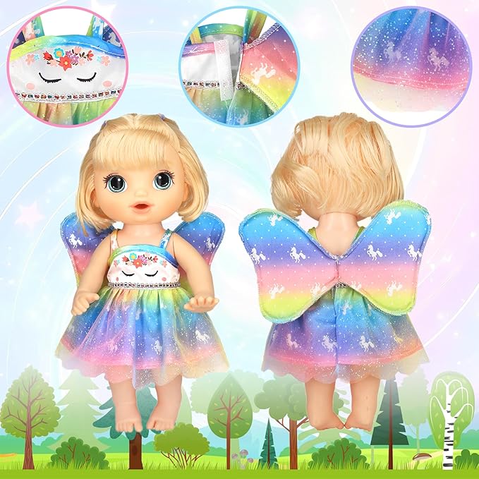 ECORELF 9 Sets Alive Baby Doll Clothes, Doll Clothes for 10-12 Inch Girl Dolls,12 Inch Baby Doll Dress Outfits Accessories Set Include Cute Jumpsuit, Skirts