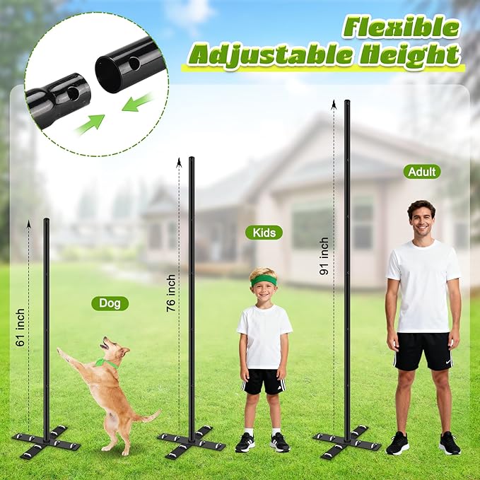 GADFISH Backyard Tetherball Set with Ball & Rope, Adjustable Tetherball Set, Traditional Tetherball Equipment for Playing Outdoor, Lawn, Sand (Black)