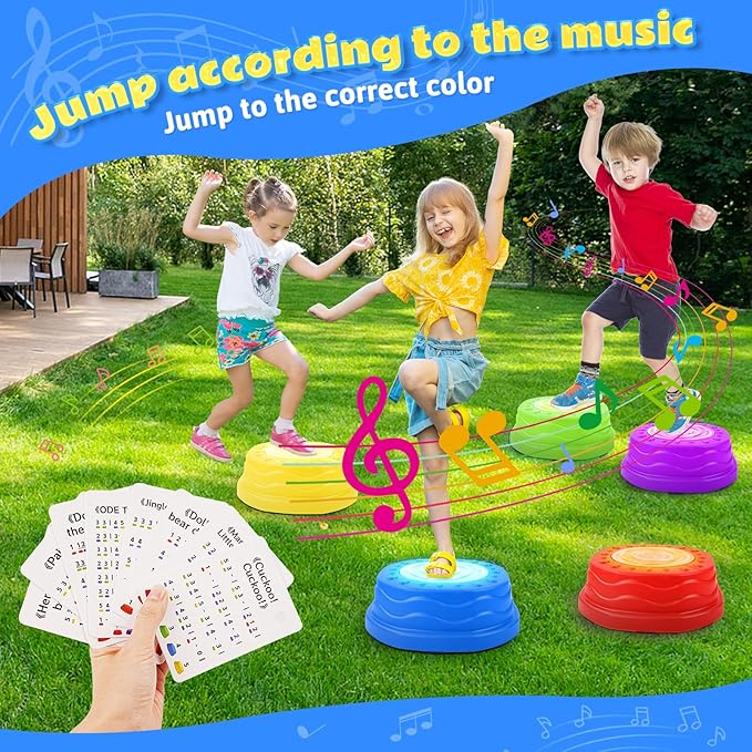 Stepping Stones for Kids,Toddler Stepping Stones Indoor & Outdoor, 5pcs Light up & Music Non-Slip Balance Sensory Toy,Obstacle Course, Promoting Sensory Coordination Skills, Gifts for Children Aged 3+