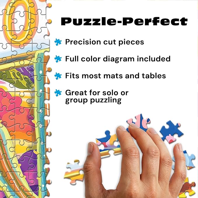Ceaco - Jess Stempel - A Trip on Route 66-300 Piece Jigsaw Puzzle - Colorful Puzzles for Adults – Precision-Cut Pieces, Beautiful Artwork, and Hours of Relaxing Fun