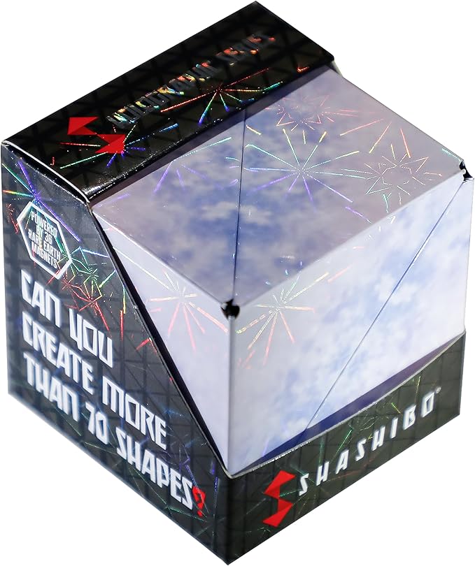 Shashibo Shape Shifting Box - STEM Fidget Toy with Ultra Strong Magnets - Sensory Puzzle Cube Transforms Into 100+ Shapes, Easter Basket Stuffers Gift for Kids, Teens, and Adults (Polar)
