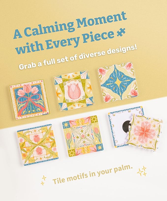 PieceRelax Magnet Puzzle for Adults 96 Pieces - Tulip Tile Unique Gift & Home Décor with Plastic Jigsaw Puzzle [D1601]