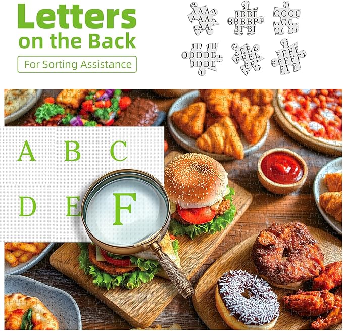 Delicious Food Feast 1000 Piece Puzzle for Adults, Fun Puzzles for Adults 1000 Pieces with HD Print & Poster, 27.5 * 19.7 in Dust Free, for Gifts Halloween Christmas Family Games Lovers