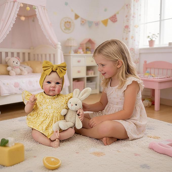FOCKOF Realistic Reborn Baby Dolls-18 Inch Realistic Baby Doll Girls Soft Cloth Body Reborn Baby with Gift Box for Kids Age 3+