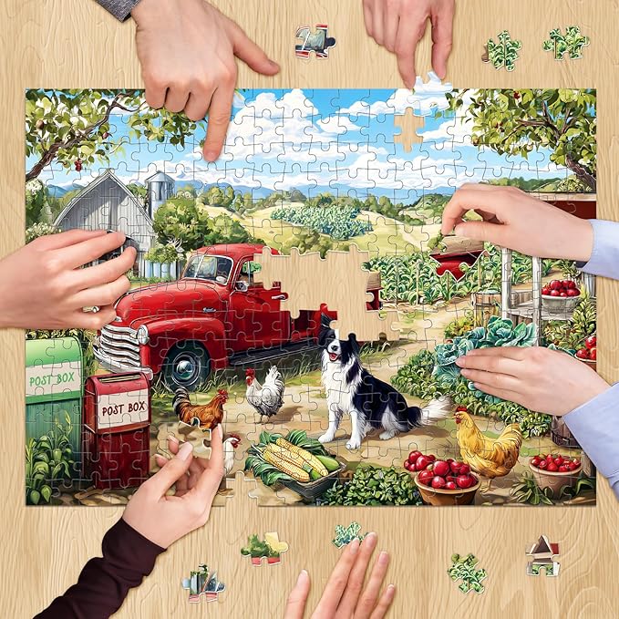 500 Piece Puzzle for Adults, Farm Scene Jigsaw Puzzles 500 Pieces, Dog and Chicken Jigsaw Puzzle for Adults Elderly, Birthday Party for Family, Funny Puzzle, Challenging Games 20.5×15 in