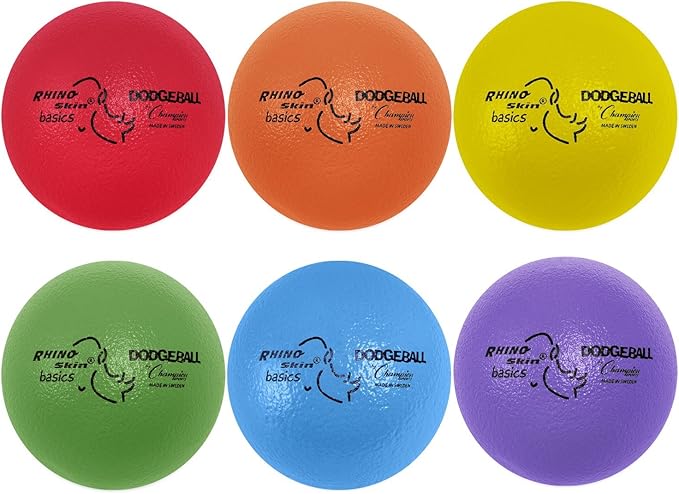 Champion Sports Rhino Skin Dodgeball Set – 6 Soft Foam Balls with Durable Coating, 6" or 7" for Gym, Playground Play
