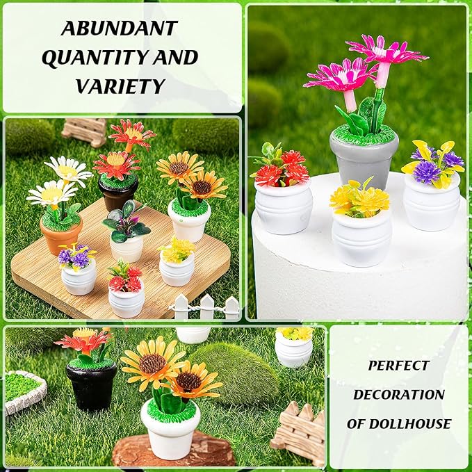 26Pcs Dollhouse Plant, Miniature Bonsai Plant Mini Potted Plants Flower for Dollhouse Decoration, Christmas Birthday Present DIY