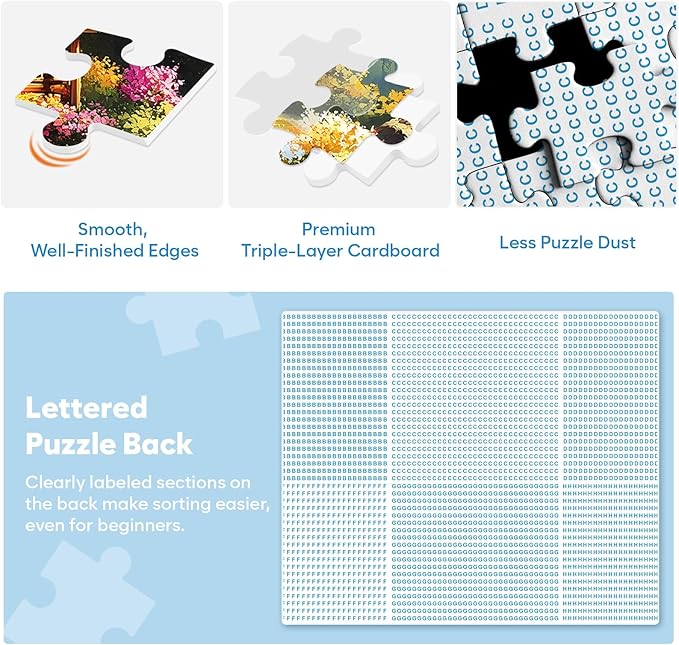 3 Pack Puzzles for Adults 500 Pieces, Canoe Lake and Night View Jigsaw Puzzles 500 Pieces for Teens Seniors, Challenging Cabin Sunset Puzzle for Game Night, for Outdoor Nature Lovers