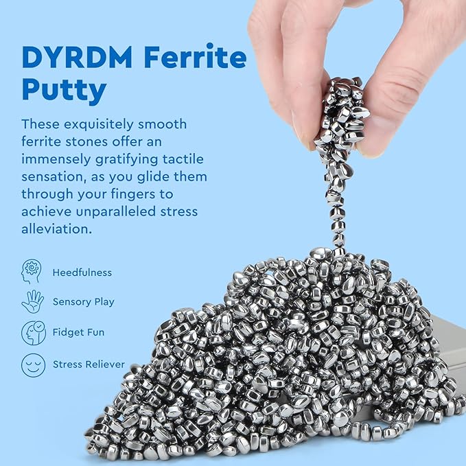1000+ Original Ferrite Putty Silver, Sensory Stones, Adult Fidget Stress Relief Desk & Office Item, Ferrite Stones Stocking Stuffers Gifts