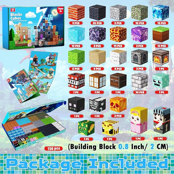 Magnetic Building Blocks - 150PCS Magnet Block Cubes Dark Hell Forest Castle, STEM Toy Building Sets for Kids Age 3+, Montessori Stacking Construction Toys for Easter Gift Boys Girls Age 4-8, 8-12