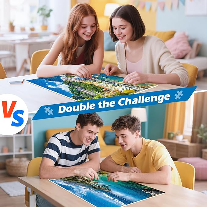 2 Pack 500 Pieces Puzzle for Adults, Summer Amalfi Coast Puzzle 500 Pieces for Adults Teens Seniors, Lake Tahoe Scenery Jigsaw Puzzle Challenging Puzzles for Family Activity Gift
