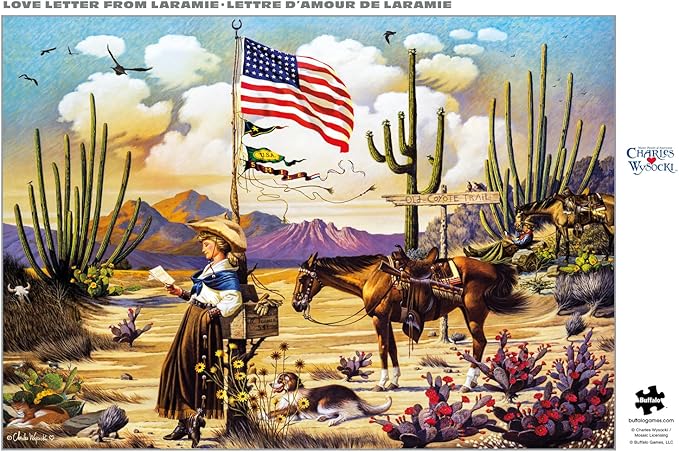 Buffalo Games – Charles Wysocki Love Letter from Laramie - 500 Piece Silver Select Jigsaw Puzzle Colorful Puzzles for Adults – Precision-Cut Pieces, Beautiful Artwork