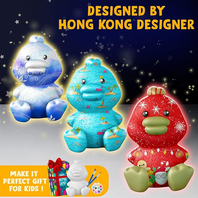 Goody King Paint Your Own Duck Lamp Kit, Easter Basket Stuffers, DIY Duck Night Light, Arts & Crafts for Kids Ages 8-12, Painting Kit for Kids, Easter Birthday Gifts for Kids Ages 3 4 5 6 7 8+