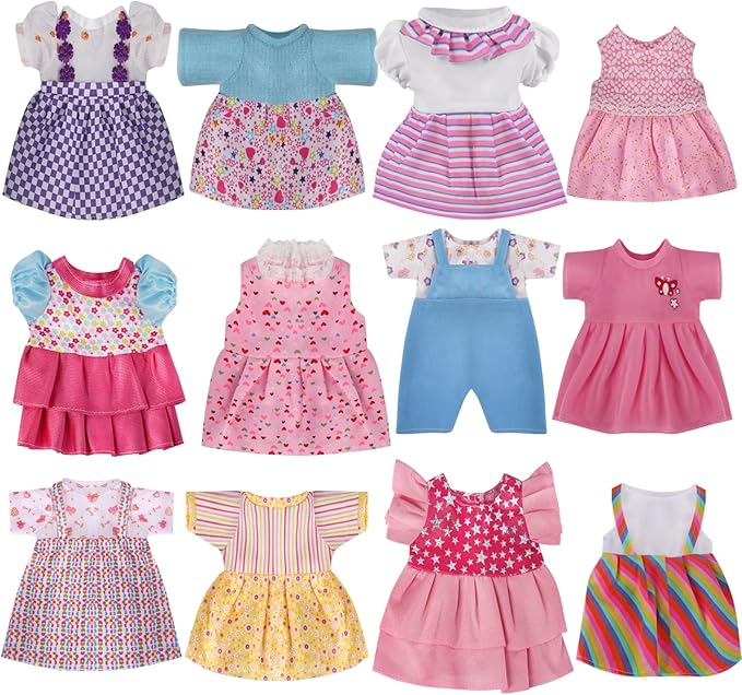9 Sets Baby Doll Clothes for 12 13 14 Inch Dolls, Alive Doll Clothes Colorful Princess Dress, Romper, Sweater Costume, Cute Alive Doll Accessories Outfits for Christmas Birthday Gift for Little Girls