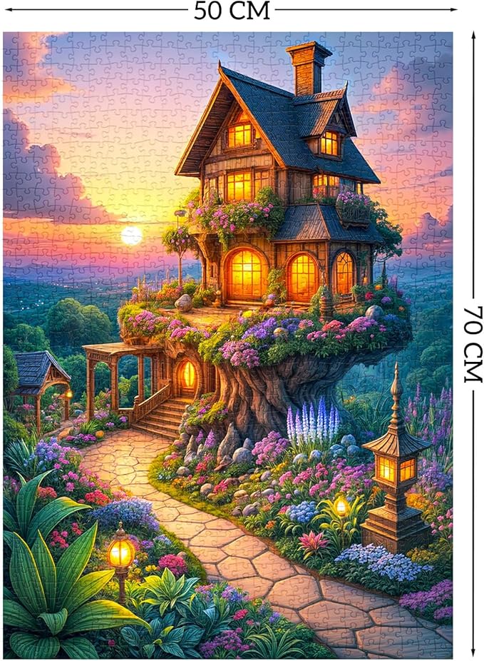 Puzzles for Adults 1000 Pieces, Jigsaw Puzzle for Adults, Fun Challenging Puzzle, Fairytale Tree House Puzzles, Interlock Perfectly No Dust, Gifts for Friends Teacher Father's Day