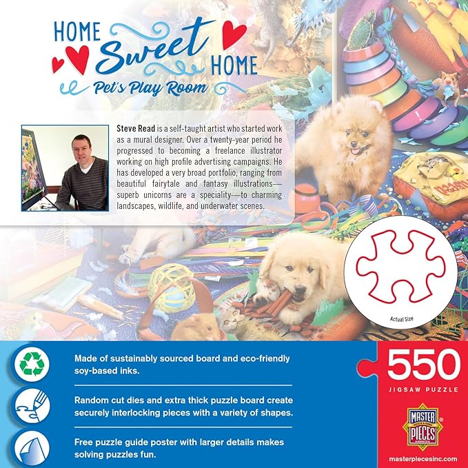 MasterPieces 550 Piece Jigsaw Puzzle for Adults, Family, Or Youth - Pet's Play Room - 18"x24"