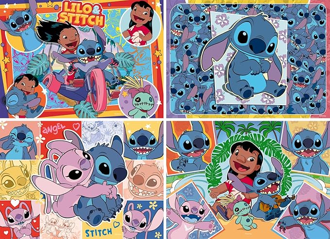 Ravensburger Disney Stitch Bumper Pack 4x100 Piece Jigsaw Puzzle for Kids - Every Piece is Unique, Pieces Fit Together Perfectly