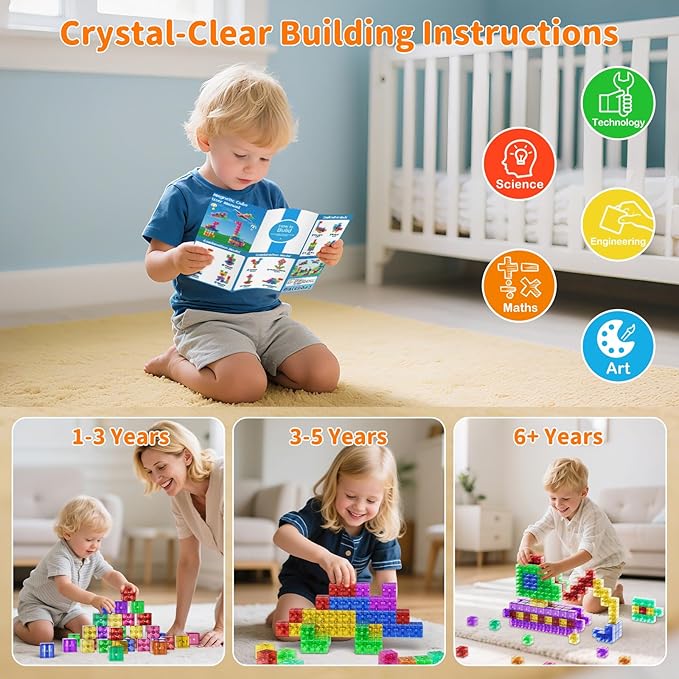 Transparent Magnetic Blocks for Kids Ages 4-8,40PCS Mini Play Magnet Building Shapes Set,Montessori Magnetic Cubes for Toddlers 1-3,Preschool STEM Educational Sensory Magnet Toys for Kids 3-5