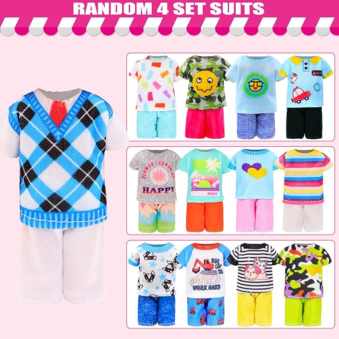 22 Pcs Mini 5 inch Doll Clothes and Accessories Including 4 Sets Fashion Dresses 4 Casual Tops and Pants Outifits 4 Swimsuits with 4 Shoes 2 Glasses 2 Shoulder Bag for 5-5.3 Inch Dolls