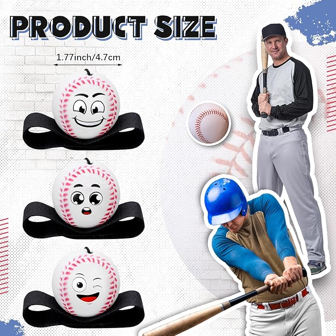 30 Pcs Wrist Return Balls on a String Face Return Sport Balls with Elastic Strap Wrist Exercise for Adults for Fun Outdoor Activity Sports Team Gifts (Baseball)
