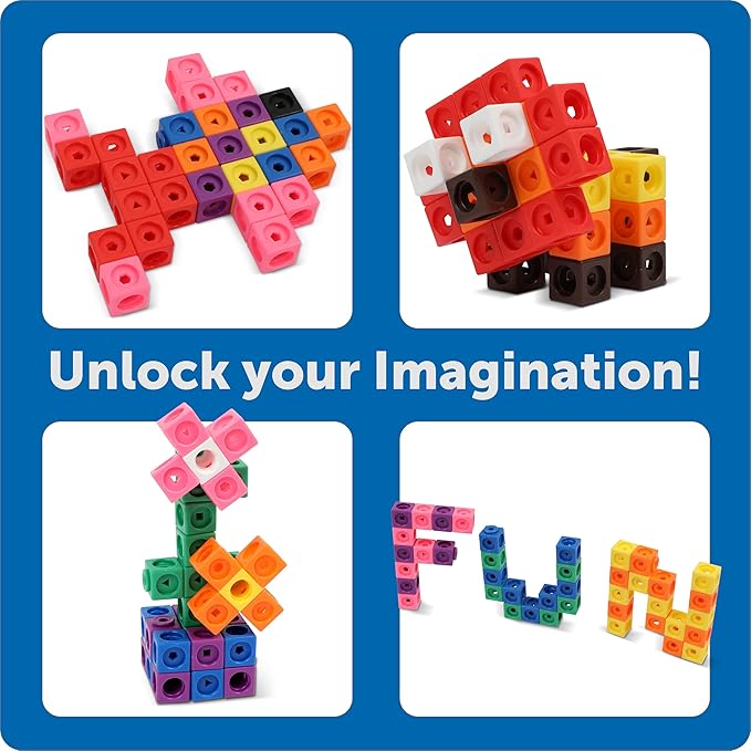 Learning Resources STEM Explorers MathLink Builders - 100 Pieces, Ages 5+ Kindergarten STEM Activities, Math Activity Set and Games for Kids, Mathlink Cubes Activity Set