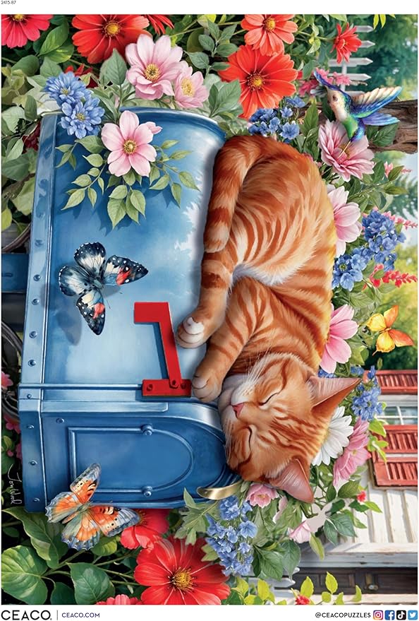 Ceaco - Tom Wood - Cat Nap - 500 Piece Jigsaw Puzzle - Relaxing and Fun Activity for Adults