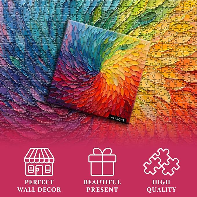 Impossible Puzzles for Adults 1000 Pieces, Gradient Colorful Hard Difficult Puzzle, Rainbow Art Challenging Jigsaw Puzzles for Adults Painting