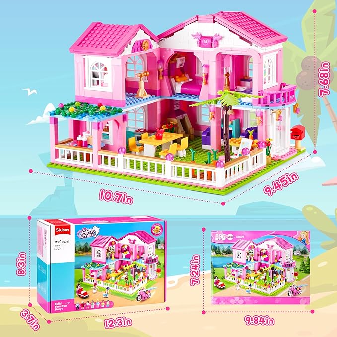 Sluban Garden Villa Friends Building Set for Girls, STEM Educational Toy Building Set Gift for Kids Ages 6+