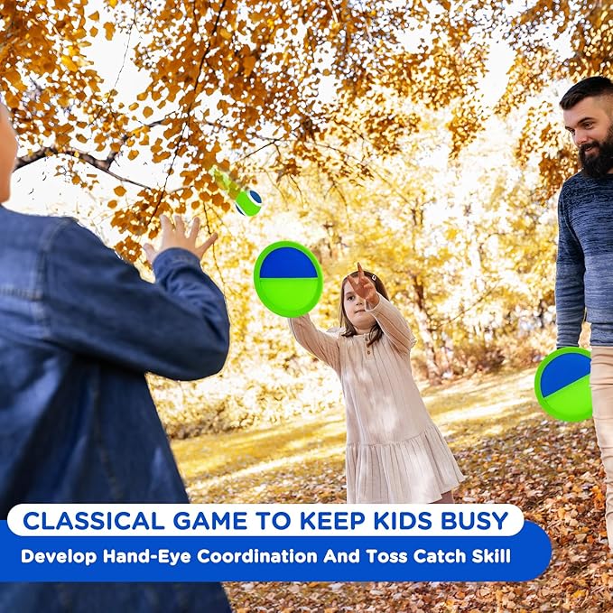 Ayeboovi Toss and Catch Ball Set Outdoor Yard Beach Pool Toys Games for Kids Family Sports 8 Paddles 4 Balls for Toddlers Boys Girls Ages 3-12 Boys Girls Birthday