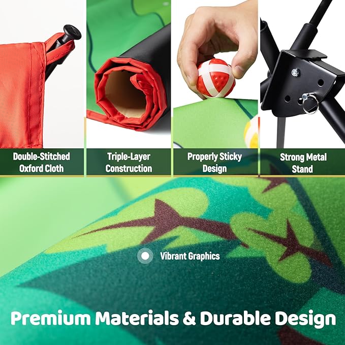 Golf Chipping Game Set : Portable 6-Angle Adjustable Practice Mat Set with 20 Sticky Balls for Indoor Outdoor Family Fun (Golf Club Not Included)