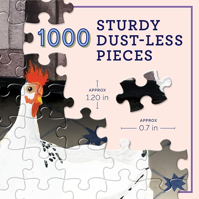 eeBoo 1000 Piece Puzzle - Kitchen Chickens Jigsaw Puzzle for Adults, Square 23" x 23" Made with Recycled Board & Vegetable-Based Ink