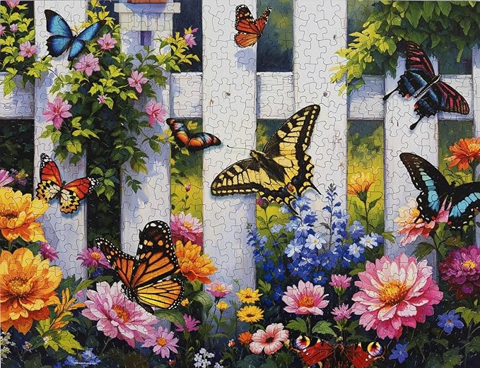 Springbok Butterfly Haven 500 Piece Jigsaw Puzzle for Adults - Colorful Butterfly Garden - Unique Cut Pieces - Made in USA